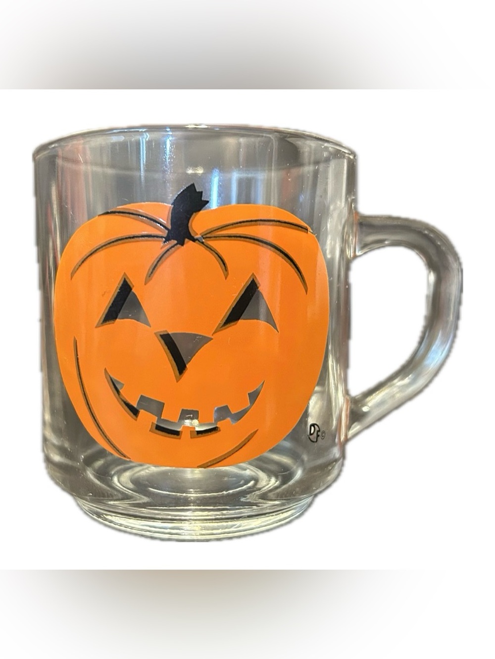 VTG Luminarc Jack-O-Lantern Halloween Pumpkin Glass Mug.